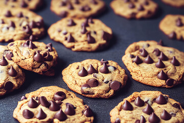 Delicious chocolate chips with cookies Generative AI