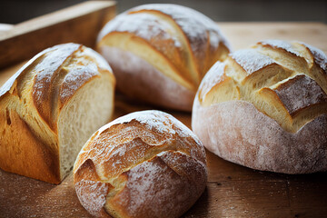 Delicious freshly baked sourdough bread  Generative AI