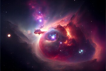 Nebula in outer space. Generative AI