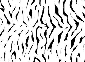 Full Seamless Zebra Tiger Pattern Textile Texture. Vector Background. Black and White Animal Skin for Women Dress Fabric Print.