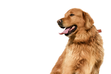 Portrait of a male Golden retriever on a white background