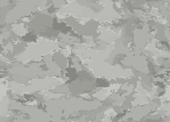 Full seamless gray watercolor camouflage texture print pattern. Usable for Jacket Pants Shirt and Shorts. Army textile fabric. Unique tie dye military camo. Vector illustration.