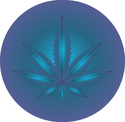 Vector illustration of marijuana leaf, cannabis plant used for medicinal purposes