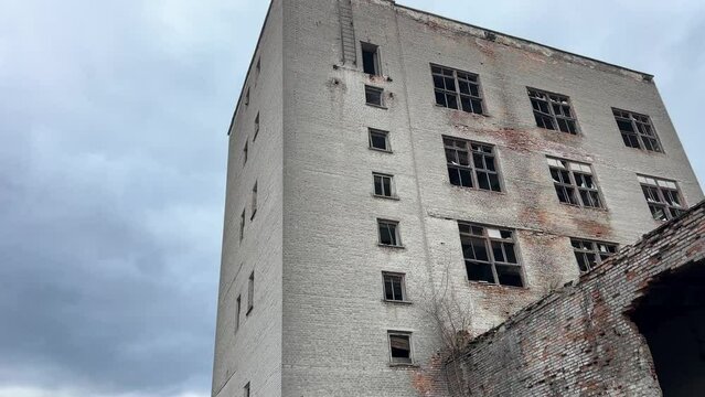 war in the city air bomb hit a residential apartment building ruins at chemical plant in Ukraine devastation. No war. we are for peace. glory to ukarina real life horror movie empty shitty place