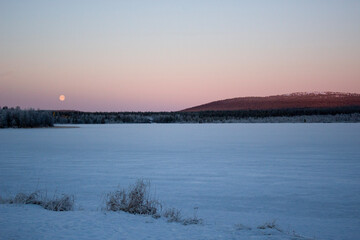 moonshine over the frozen lake