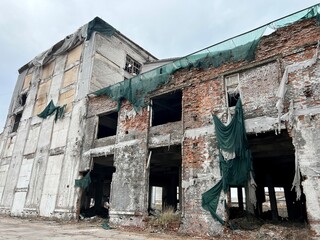 Ukraine Vinnitsa destroyed house damaged broken windows no door ukraine old house no life a...