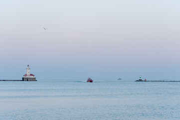 Obraz premium Chicago Michigan Lake and Lighthouse. Illinois