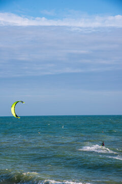 Kite surfing in the sea