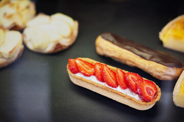 Delicious sweet pastry, cake, cookies for a festive Christmas table