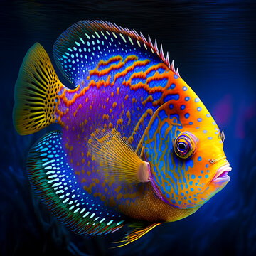 beautiful colorful tropical fish generative ai