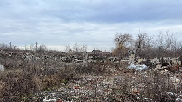 war in the city air bomb hit a residential apartment building ruins at chemical plant in Ukraine devastation. No war. we are for peace. glory to ukarina real life horror movie empty shitty place