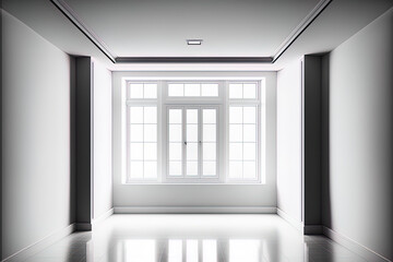 Illustration of a windowed interior that is empty. Generative AI