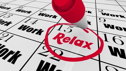 Relax Day Date Circled Calendar Weekend Holiday Planner Schedule 3d Animation