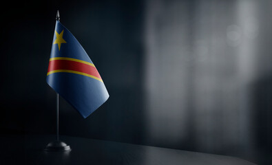 Small national flag of the Democratic Republic of the Congo on a black background