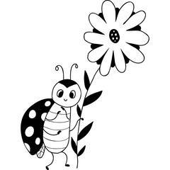 ladybird  with big flower