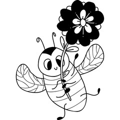 Flying ladybird  with flower