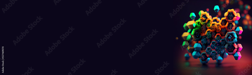 Poster abstract colour dna on a black background created with generative ai technology