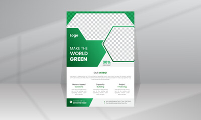 Save World Green Nature Flyer Poster template
