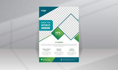 Save World Green Nature Flyer Poster template