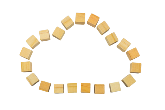 3つのふくらみがあるウッドキューブの雲のフレーム - Powered by Adobe