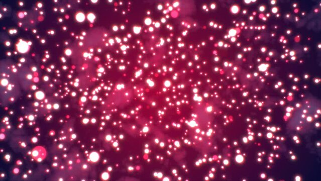 Abstract bright glowing festive red circles with blur effect and energy magical bokeh on red background. Abstract background. Video in high quality 4k, motion design