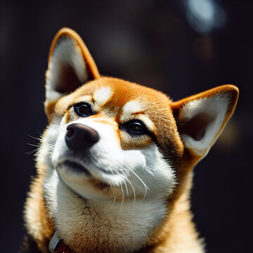 Cute Shiba Inu or Akita Inu dog portrait