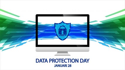 Data protection day International Day for the Protection of Personal Data, art video illustration.