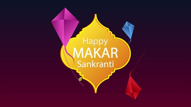Makara Sankranti frame with kites, art video illustration.