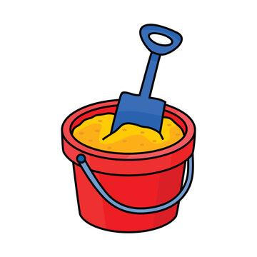 Bucket vector illustration. Cartoon bucket. Bucket hand draw isolated.