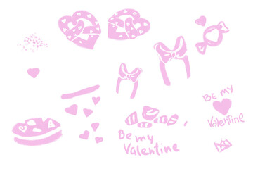 png. drawn in chalk set of cute gifts. pattern of cute things for valentine's day