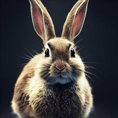 Obraz premium Cute baby rabbit portrait in nature looking at camera