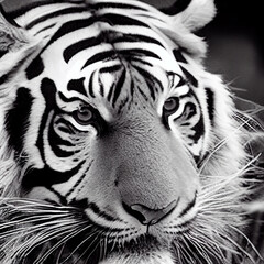 Fototapeta premium tiger head black and white portrait