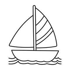 Boat vector illustration. Wood funny boat cartoon. Boat isolated on white background. Boat icon.