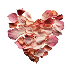 Conceptual Valentine heart made of pink flower petals. Generative AI.