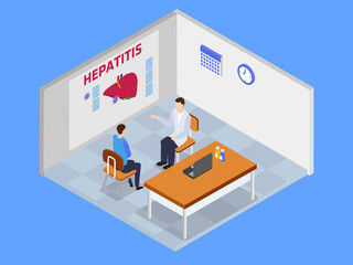 Doctor showing liver anatomical model for treatment hepatitis, cirrhosis and cancer