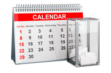 Ballot box with desk calendar, 3D rendering