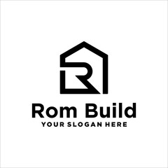 Letter R with Real Estate vector logo design template. House abstract concept icon.