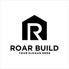 Letter R with Real Estate vector logo design template. House abstract concept icon.