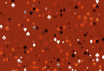 Light Orange vector texture with playing cards.