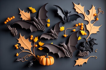 Using Halloween decorations, create a beautiful arrangement. Generative AI