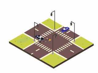 Car crash accident hitting bicycle on the road