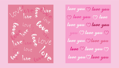 Valentine postcards. Banner. Confession of love. I love you. Pink vector design.