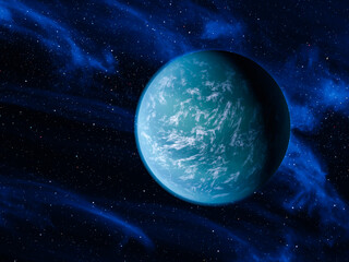 Kepler-22b a planet located within habitable zone of a star similar to the Sun potentially habitable planet for life, discovered. Digitally enhanced. Elements of this image furnished by NASA. 