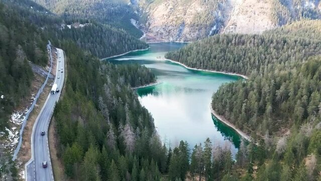 Lake on the mountain and forests in Austria