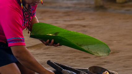 Demonstration of how indigenous people make chicha