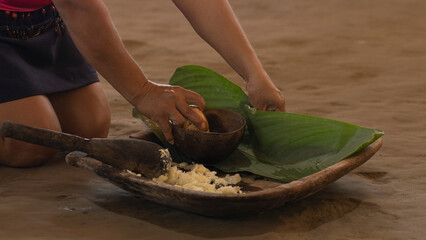 Demonstration of how indigenous people make chicha