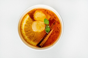 winter tea on the white background