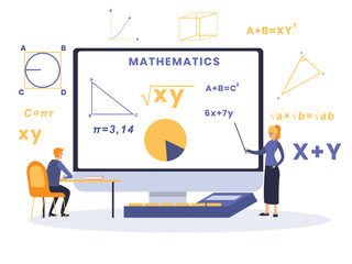 Teacher explaining mathematics formula in school