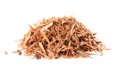 Catuaba bark isolated on white background. Trichilia catigua bark. Chuchuhuasha, Tatuaba, Pau de...