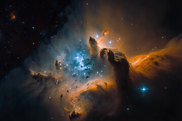 Obraz na płótnie Canvas nebulas and stars in the night sky. Generative AI